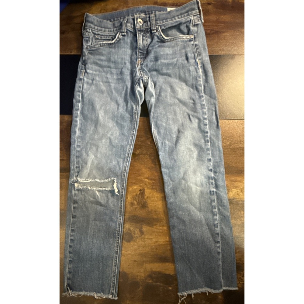 Rag & Bone Distressed Jy Blue Dre Ankle Jeans Women's Cutoff Denim Size 24